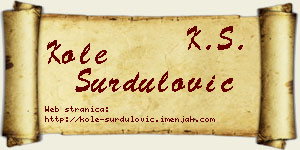 Kole Surdulović vizit kartica